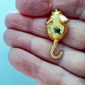 NWT Vintage 70s Mimi Di N Signed Mice Statement Earrings Gold